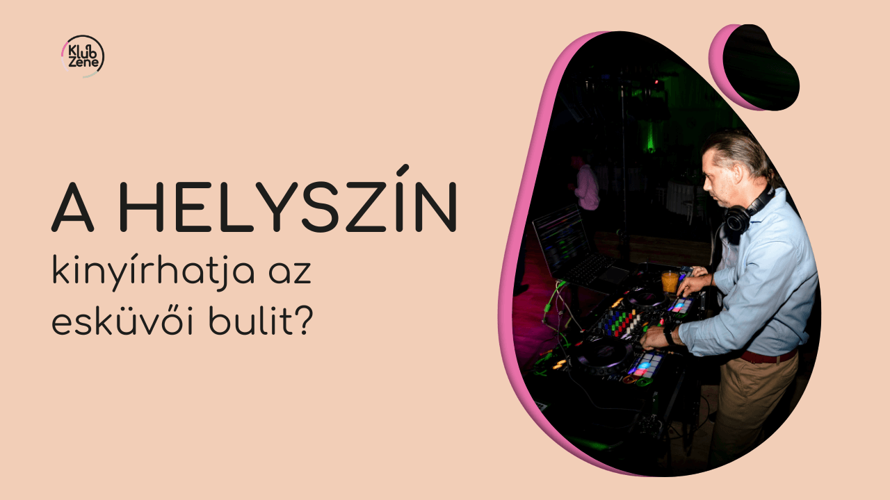 Ideális esküvői buli helyszín elrendezés, ahol a DJ pultja a teli tánctérre néz